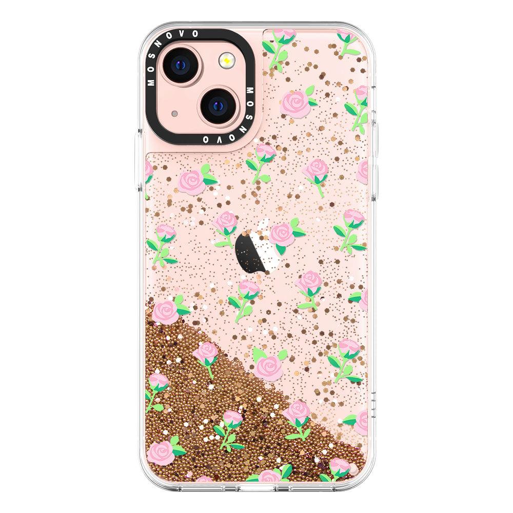Pink Rose Floral Glitter Phone Case - iPhone 13 Case - MOSNOVO