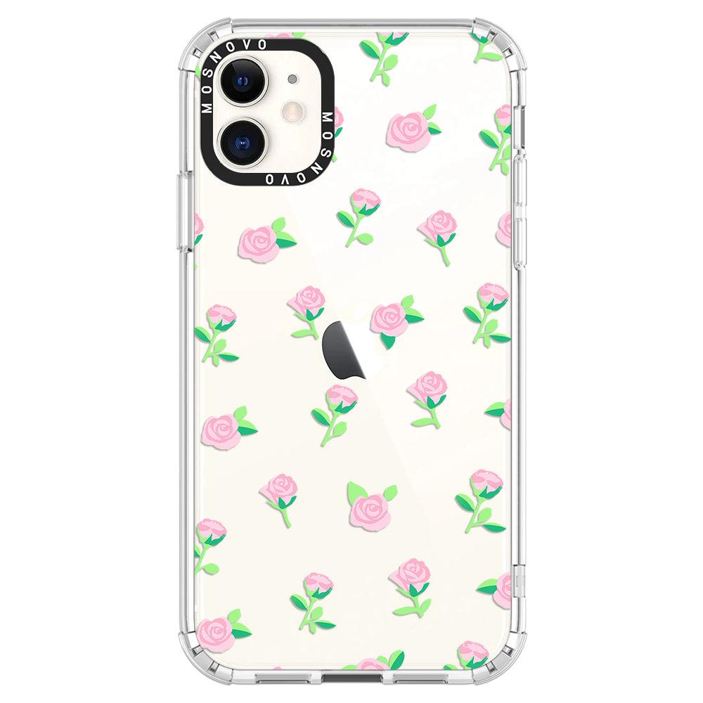 Pink Rose Floral Phone Case - iPhone 11 Case - MOSNOVO