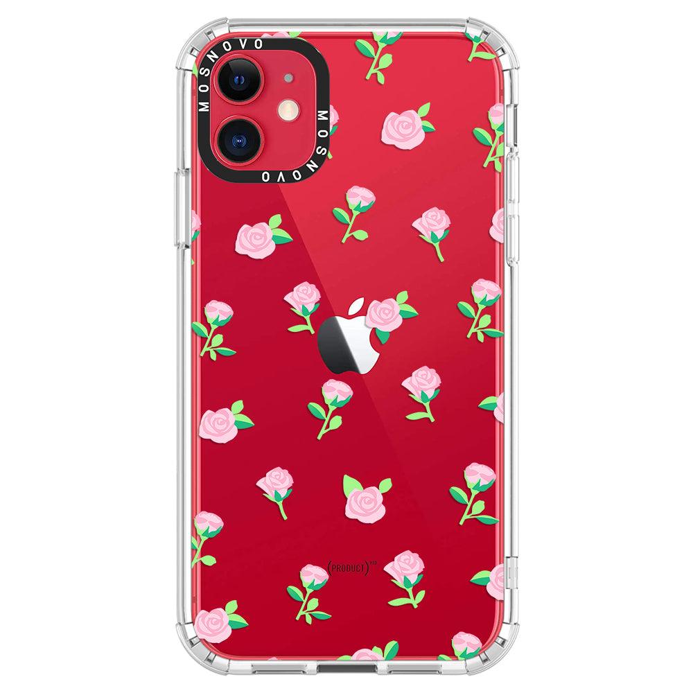 Pink Rose Floral Phone Case - iPhone 11 Case - MOSNOVO