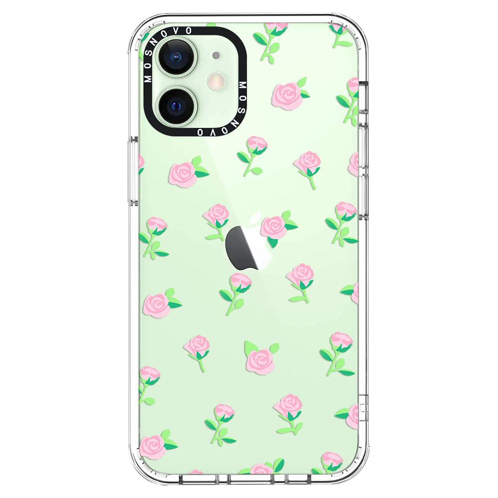 Pink Rose Floral Phone Case - iPhone 12 Mini Case - MOSNOVO