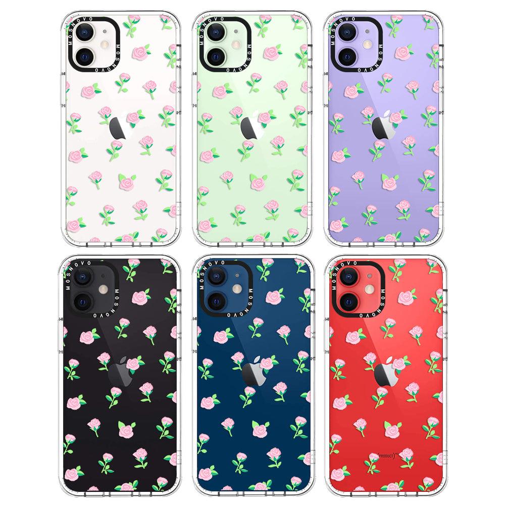 Pink Rose Floral Phone Case - iPhone 12 Mini Case - MOSNOVO