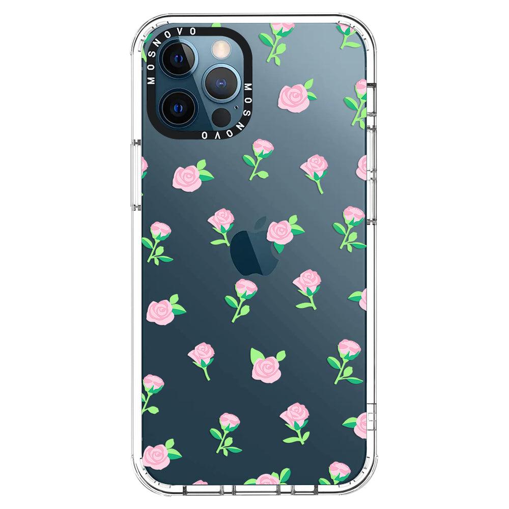 Pink Rose Floral Phone Case - iPhone 12 Pro Case - MOSNOVO