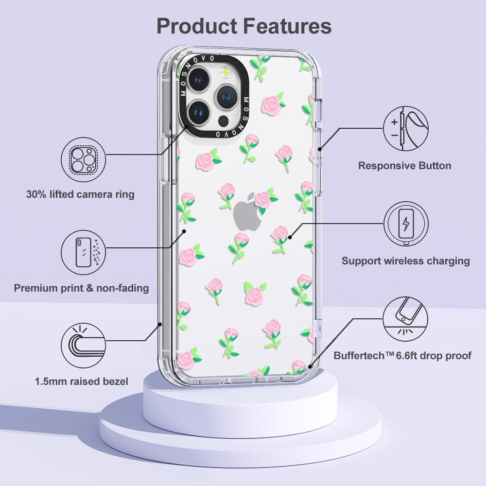 Pink Rose Floral Phone Case - iPhone 12 Pro Case - MOSNOVO