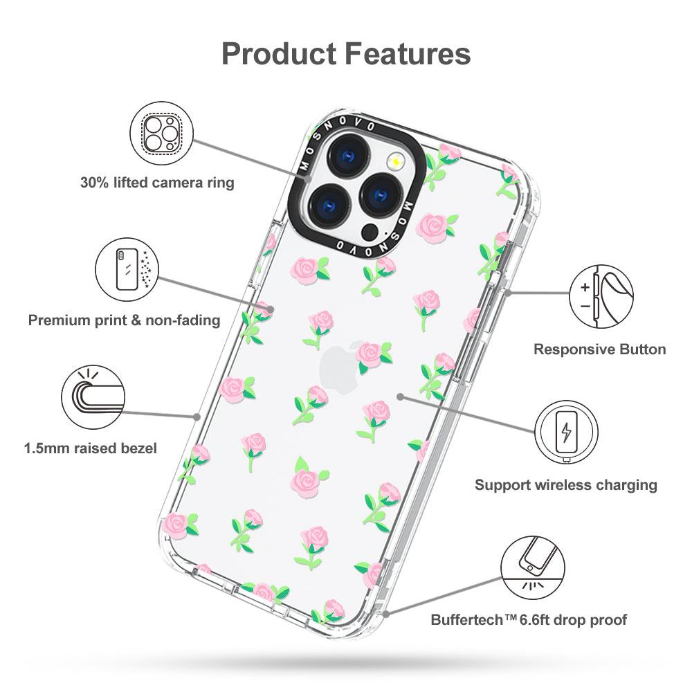 Pink Rose Floral Phone Case - iPhone 13 Pro Case - MOSNOVO
