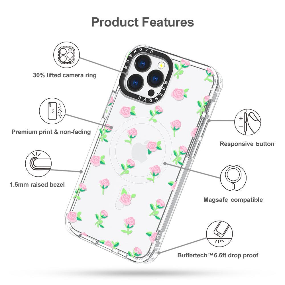 Pink Rose Floral Phone Case - iPhone 13 Pro Max Case - MOSNOVO