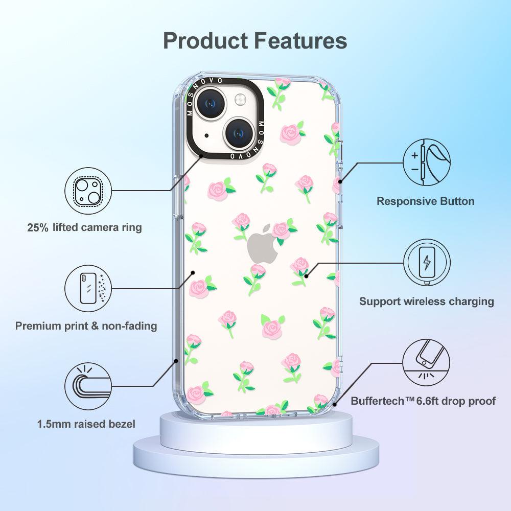 Pink Rose Floral Phone Case - iPhone 14 Case - MOSNOVO