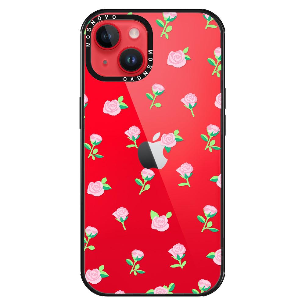 Pink Rose Floral Phone Case - iPhone 14 Plus Case - MOSNOVO