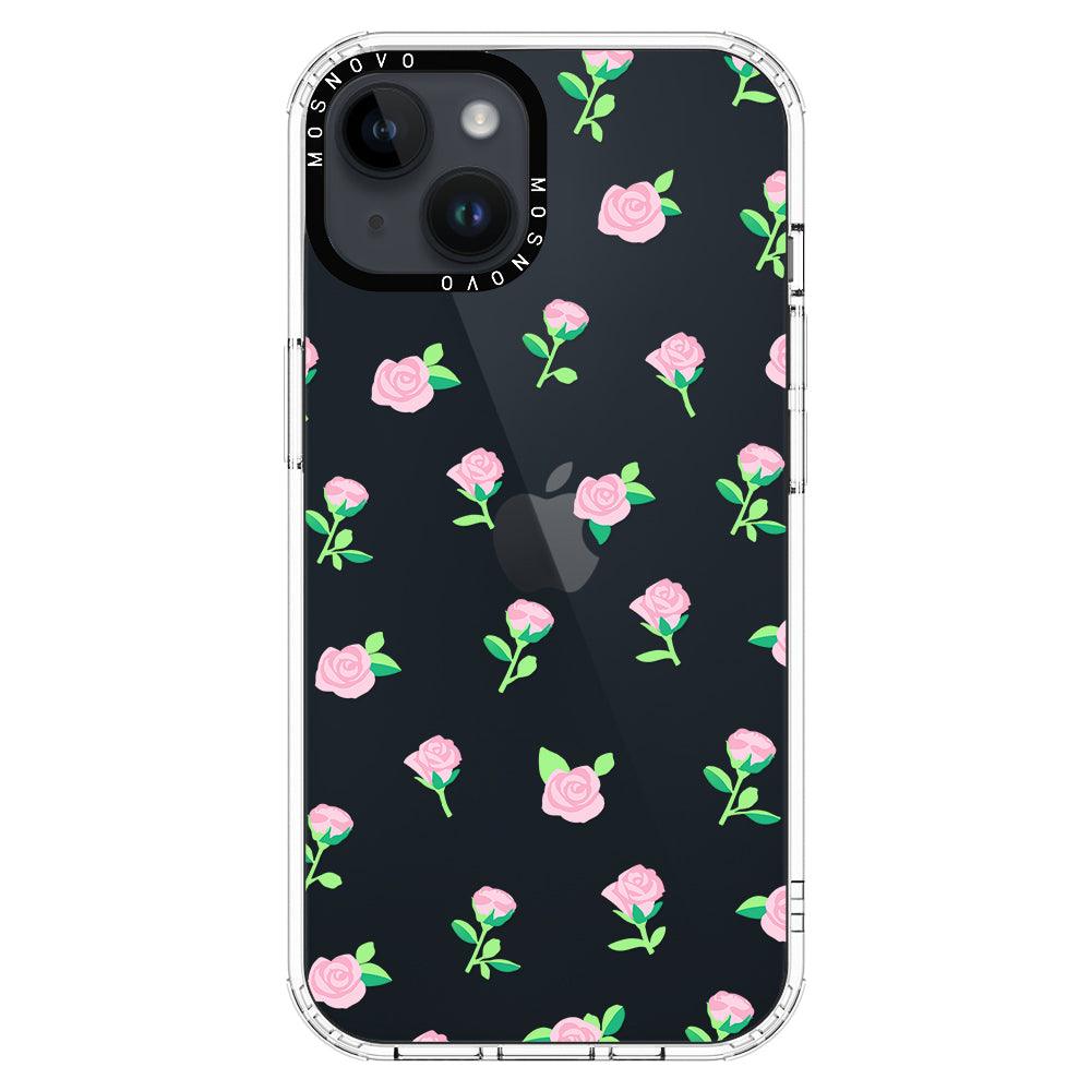 Pink Rose Floral Phone Case - iPhone 14 Plus Case - MOSNOVO