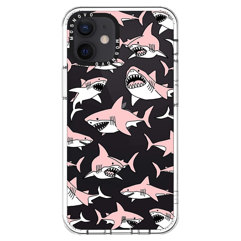 Pink Shark Phone Case - iPhone 12 Mini Case - MOSNOVO