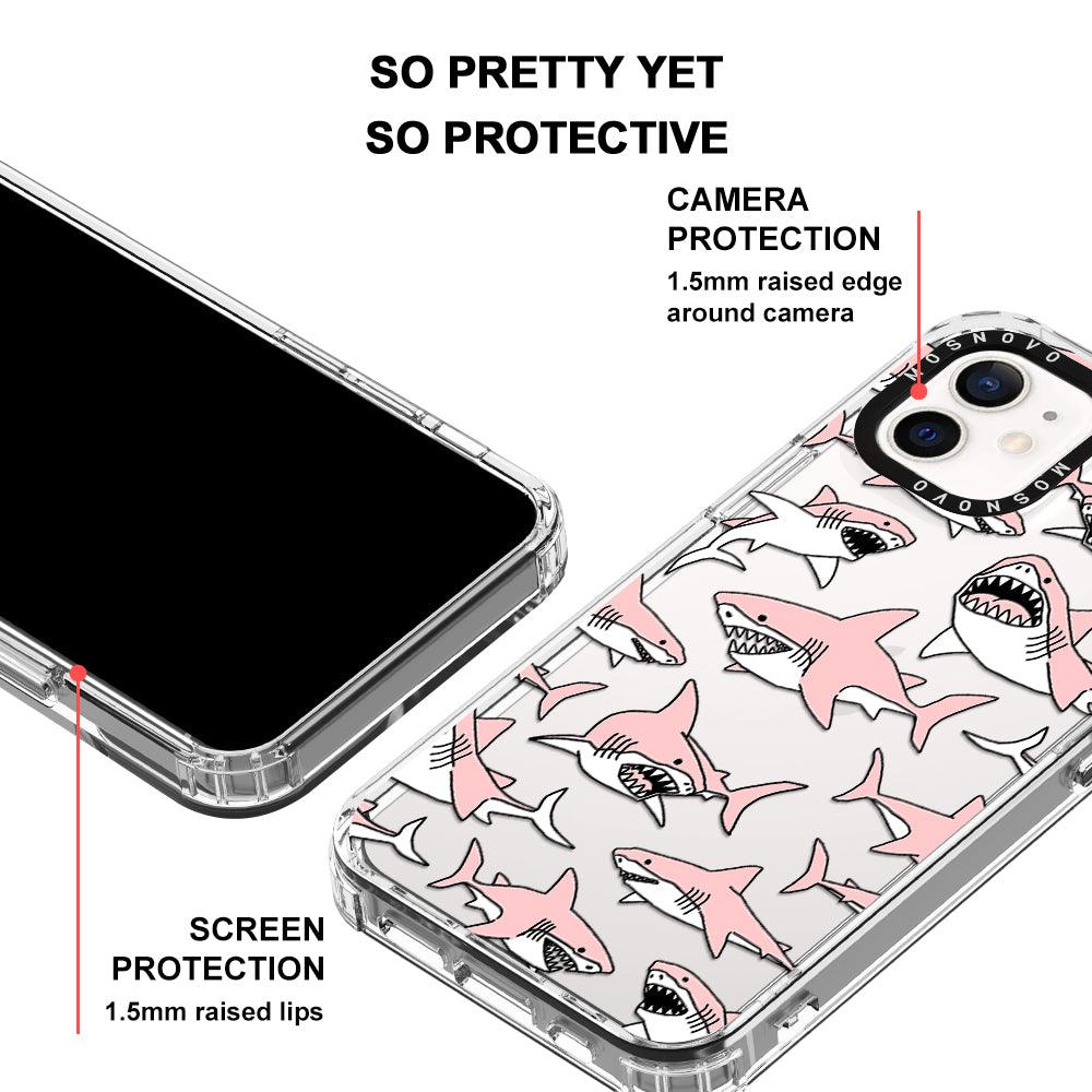 Pink Shark Phone Case - iPhone 12 Mini Case - MOSNOVO