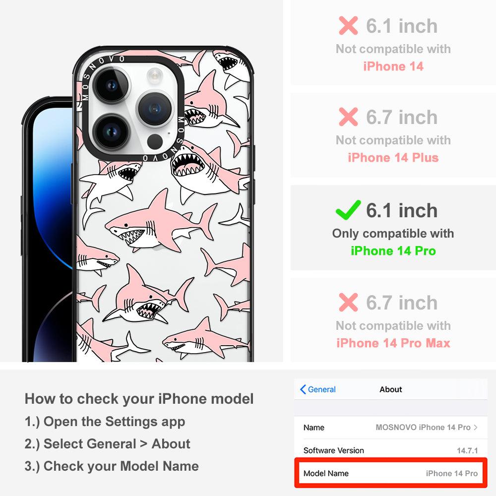 Pink Shark Phone Case - iPhone 14 Pro Case - MOSNOVO