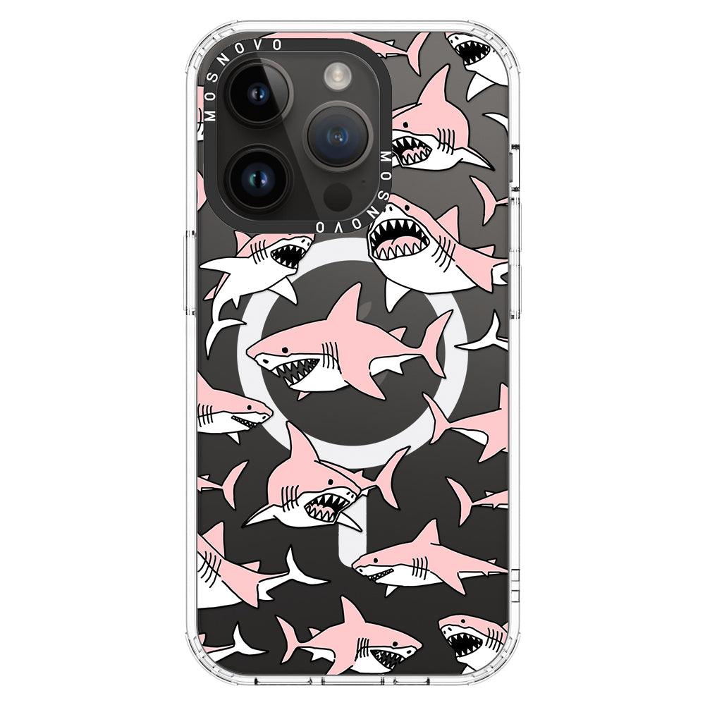 Pink Shark Phone Case - iPhone 14 Pro Case - MOSNOVO