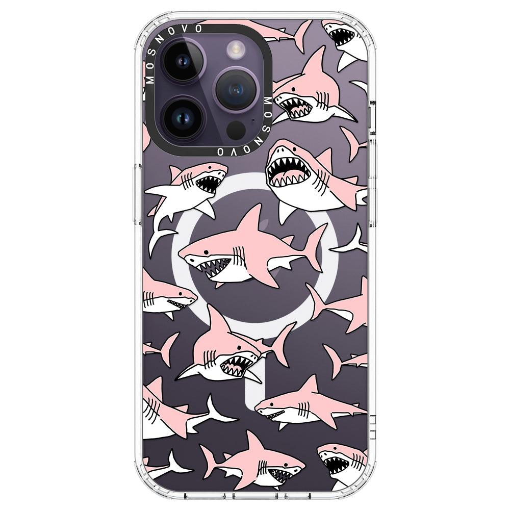 Pink Shark Phone Case - iPhone 14 Pro Max Case - MOSNOVO