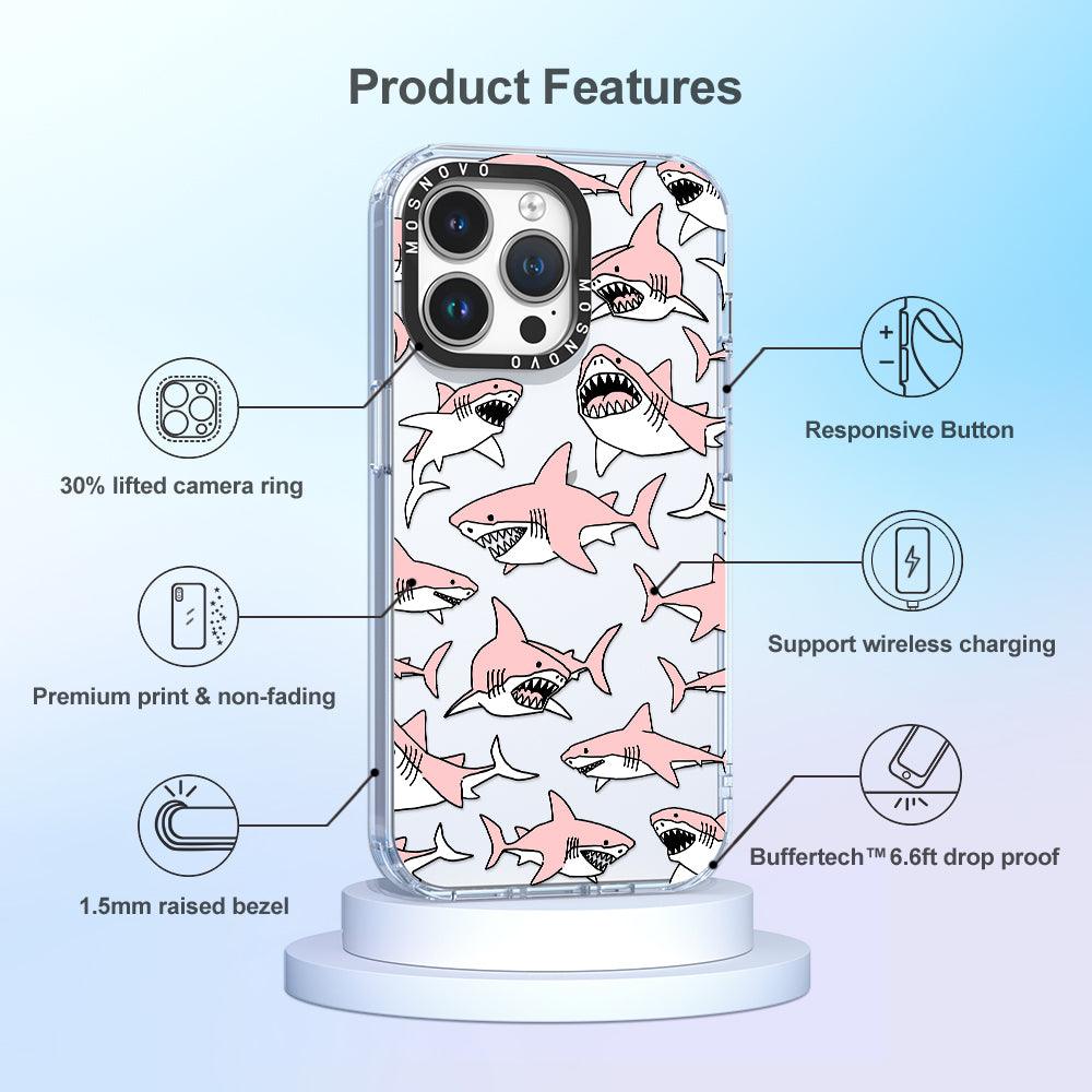 Pink Shark Phone Case - iPhone 14 Pro Max Case - MOSNOVO