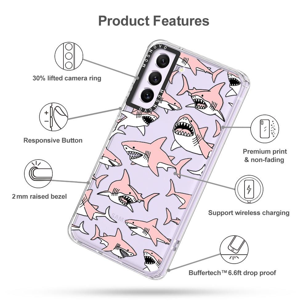 Pink Shark Phone Case - Samsung Galaxy S21 FE Case - MOSNOVO