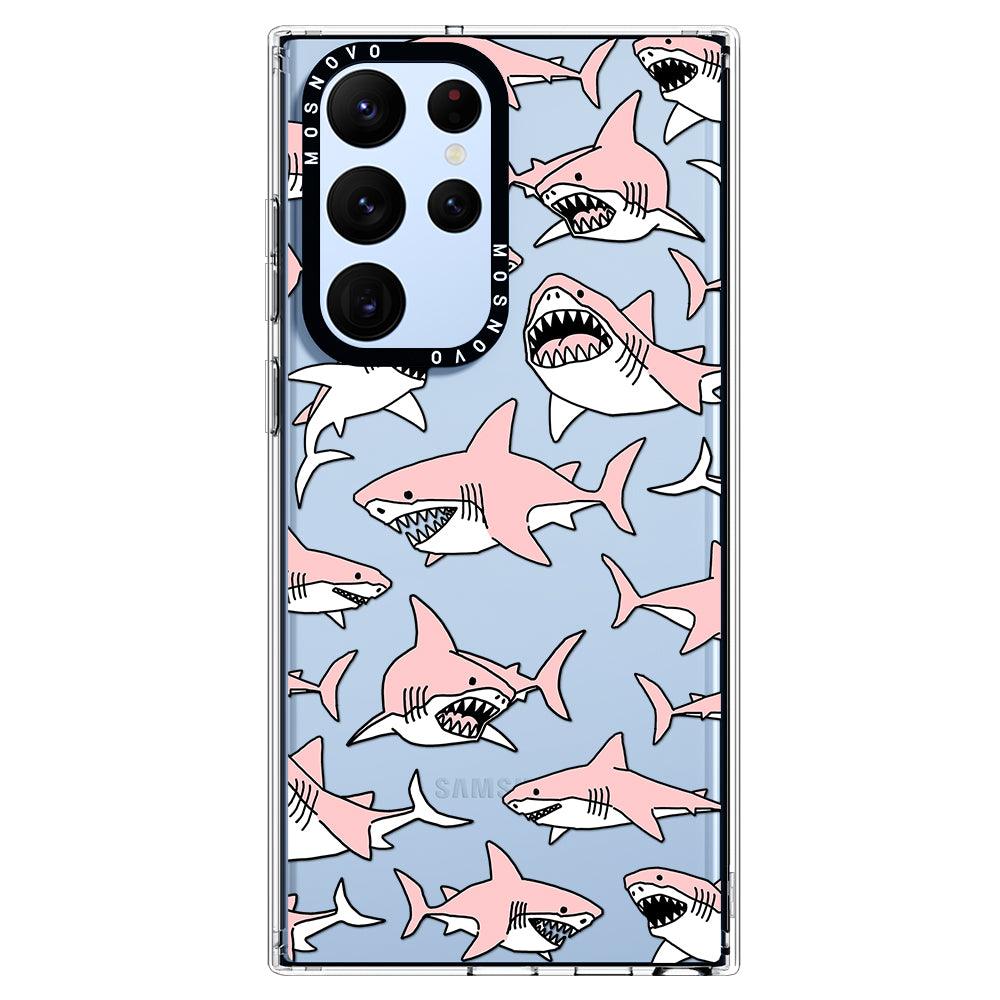 Pink Shark Phone Case - Samsung Galaxy S22 Ultra Case - MOSNOVO