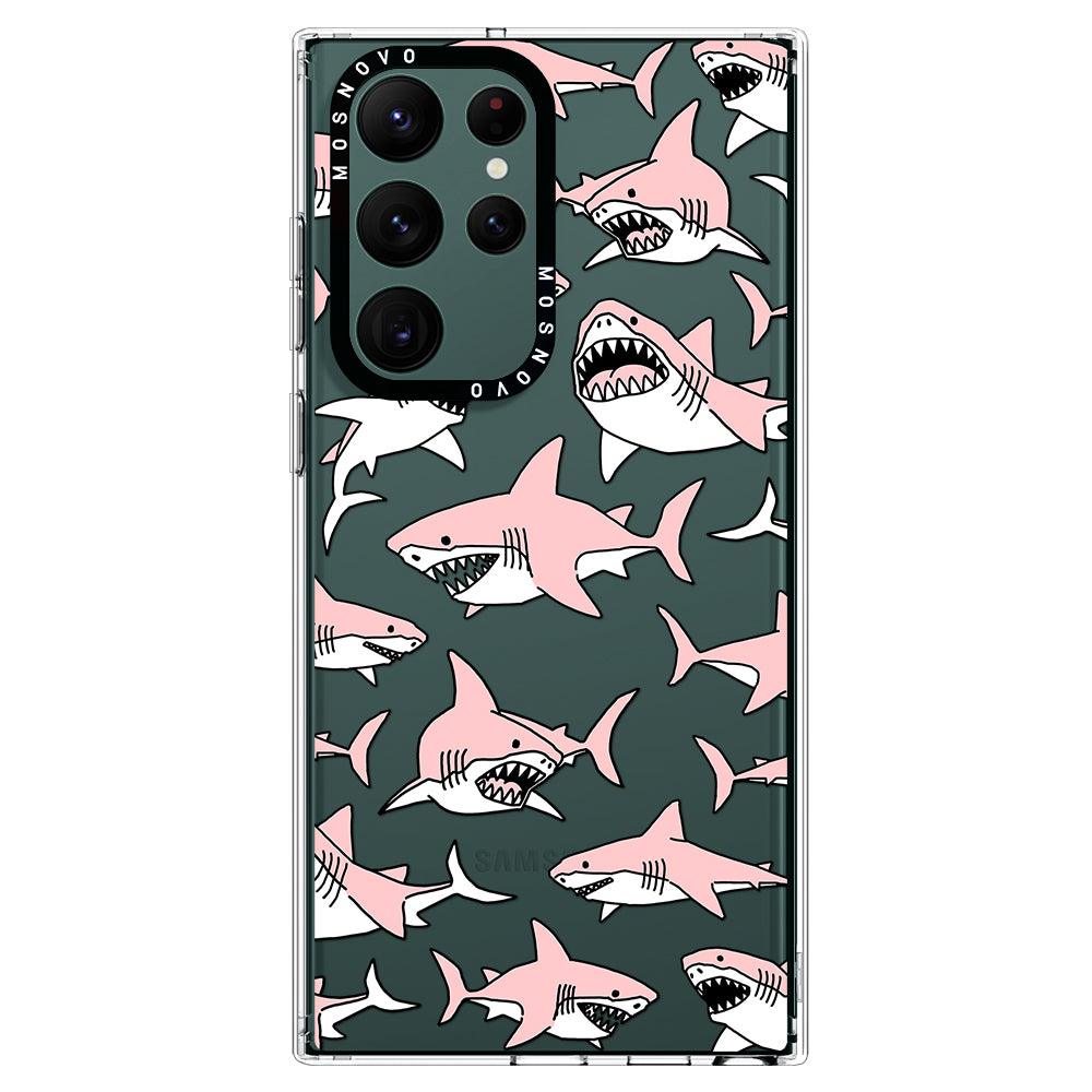 Pink Shark Phone Case - Samsung Galaxy S22 Ultra Case - MOSNOVO