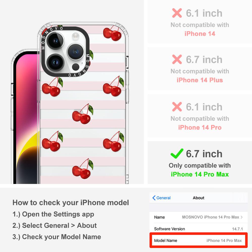 Pink Stripes Cherry Phone Case - iPhone 14 Pro Max Case - MOSNOVO