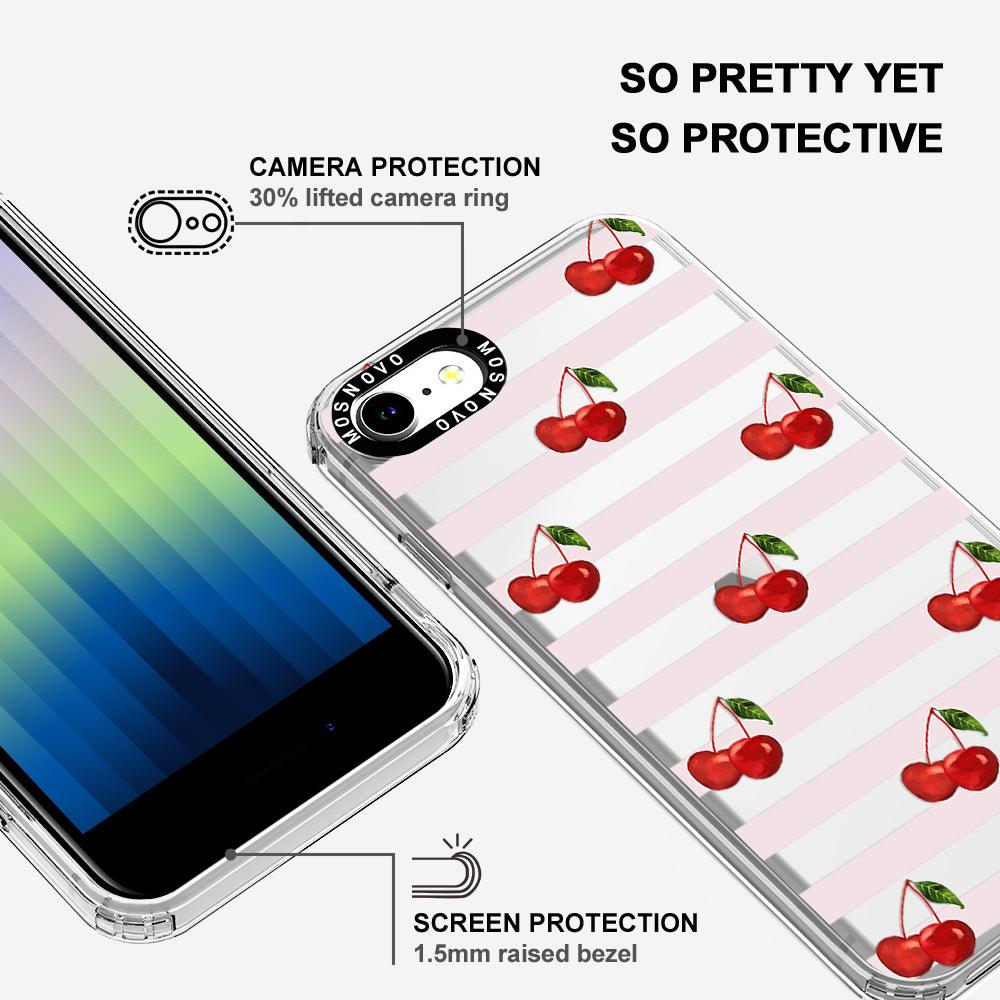 Pink Stripes Cherry Phone Case - iPhone 7 Case - MOSNOVO