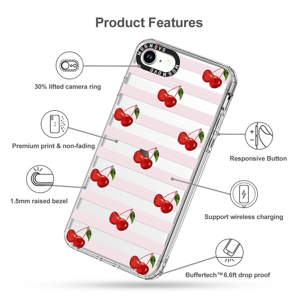 Pink Stripes Cherry Phone Case - iPhone 7 Case - MOSNOVO