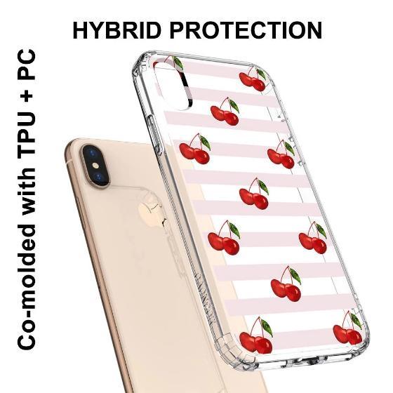 Pink Stripes Cherry Phone Case - iPhone X Case - MOSNOVO