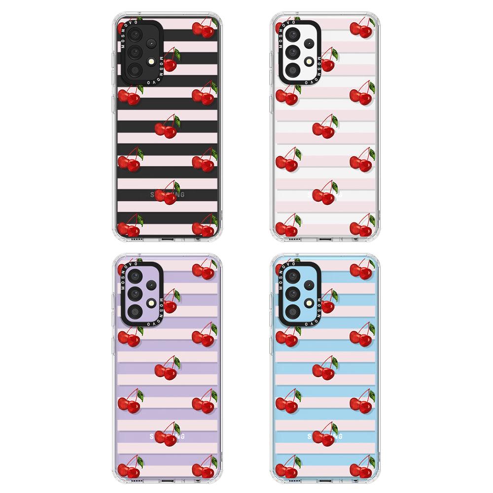 Pink Stripes Cherry Phone Case - Samsung Galaxy A52 & A52s Case - MOSNOVO