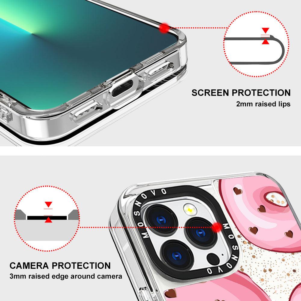 Pinky Donut Glitter Phone Case - iPhone 13 Pro Case - MOSNOVO