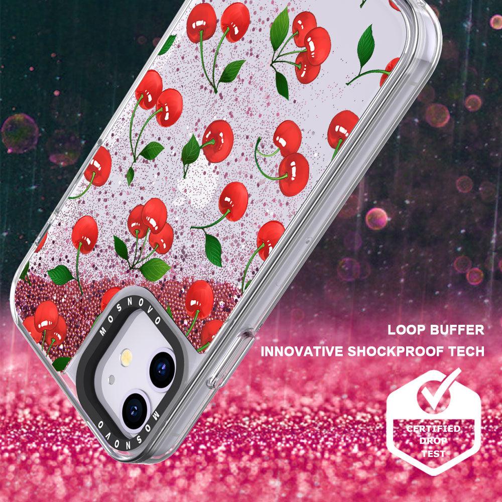 Poppy Cherry Glitter Phone Case - iPhone 11 Case - MOSNOVO