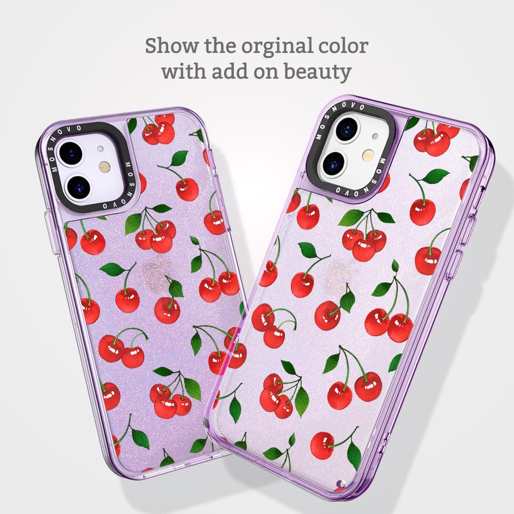 Poppy Cherry Glitter Phone Case - iPhone 11 Case - MOSNOVO
