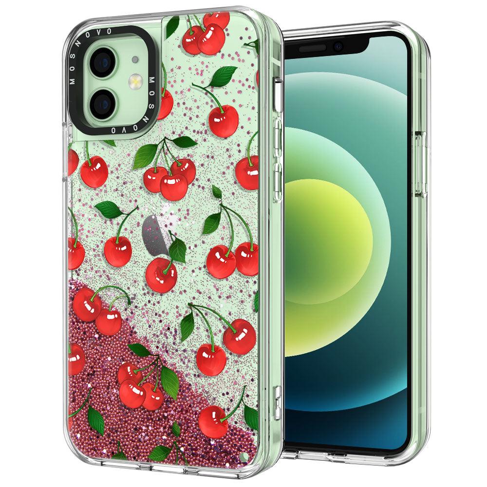 Poppy Cherry Glitter Phone Case - iPhone 12 Case - MOSNOVO