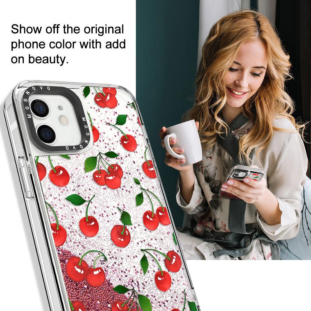 Poppy Cherry Glitter Phone Case - iPhone 12 Case - MOSNOVO