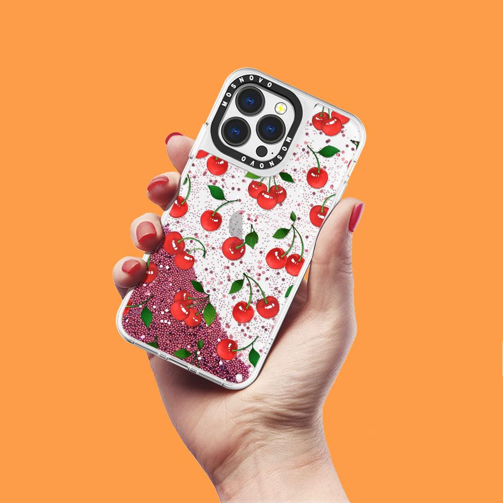 Poppy Cherry Glitter Phone Case - iPhone 13 Pro Case - MOSNOVO