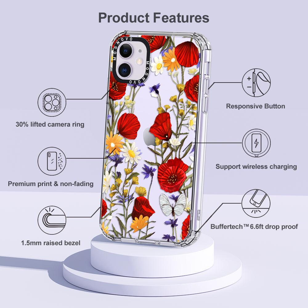 Poppy Floral Phone Case - iPhone 11 Case - MOSNOVO
