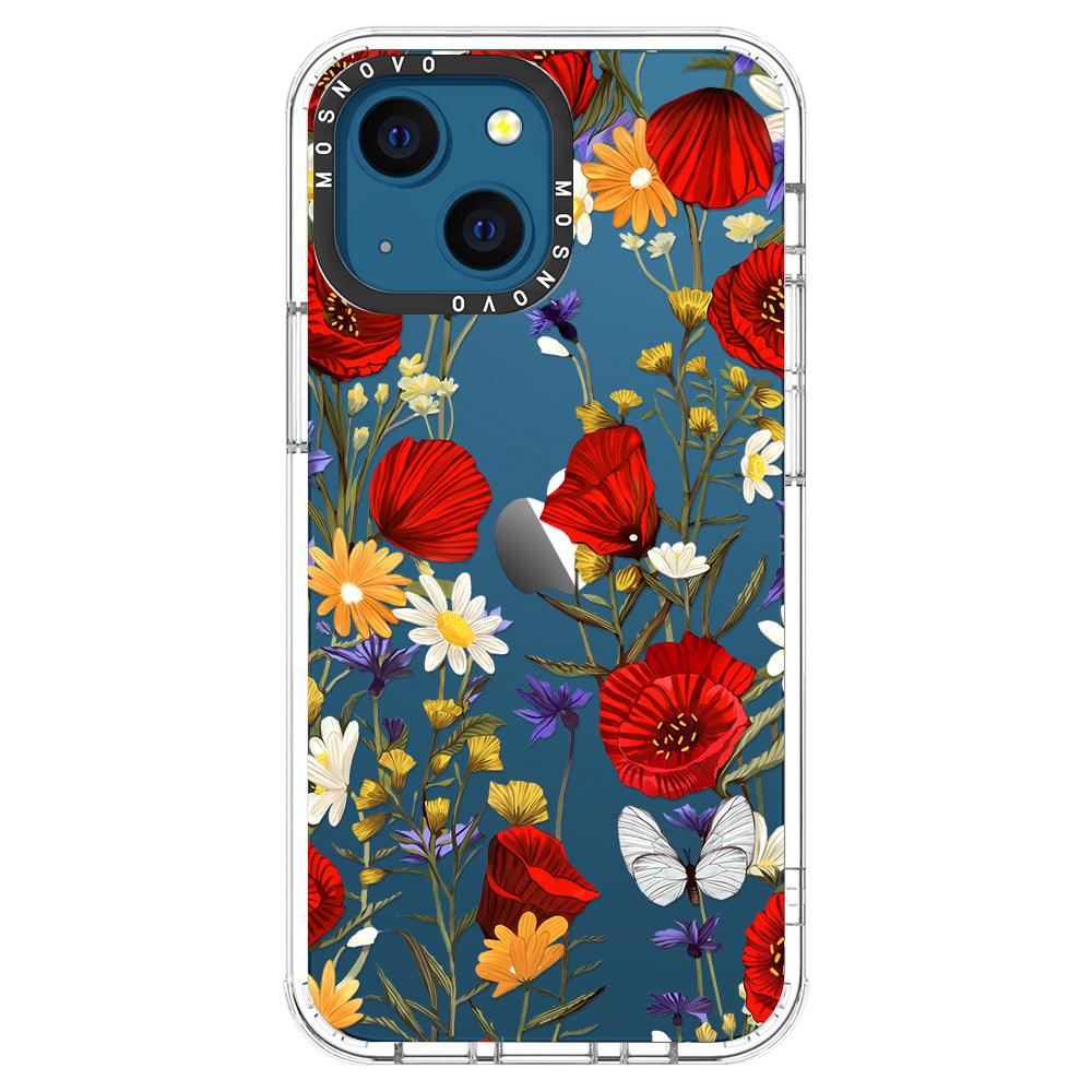 Poppy Floral Phone Case - iPhone 13 Mini Case - MOSNOVO