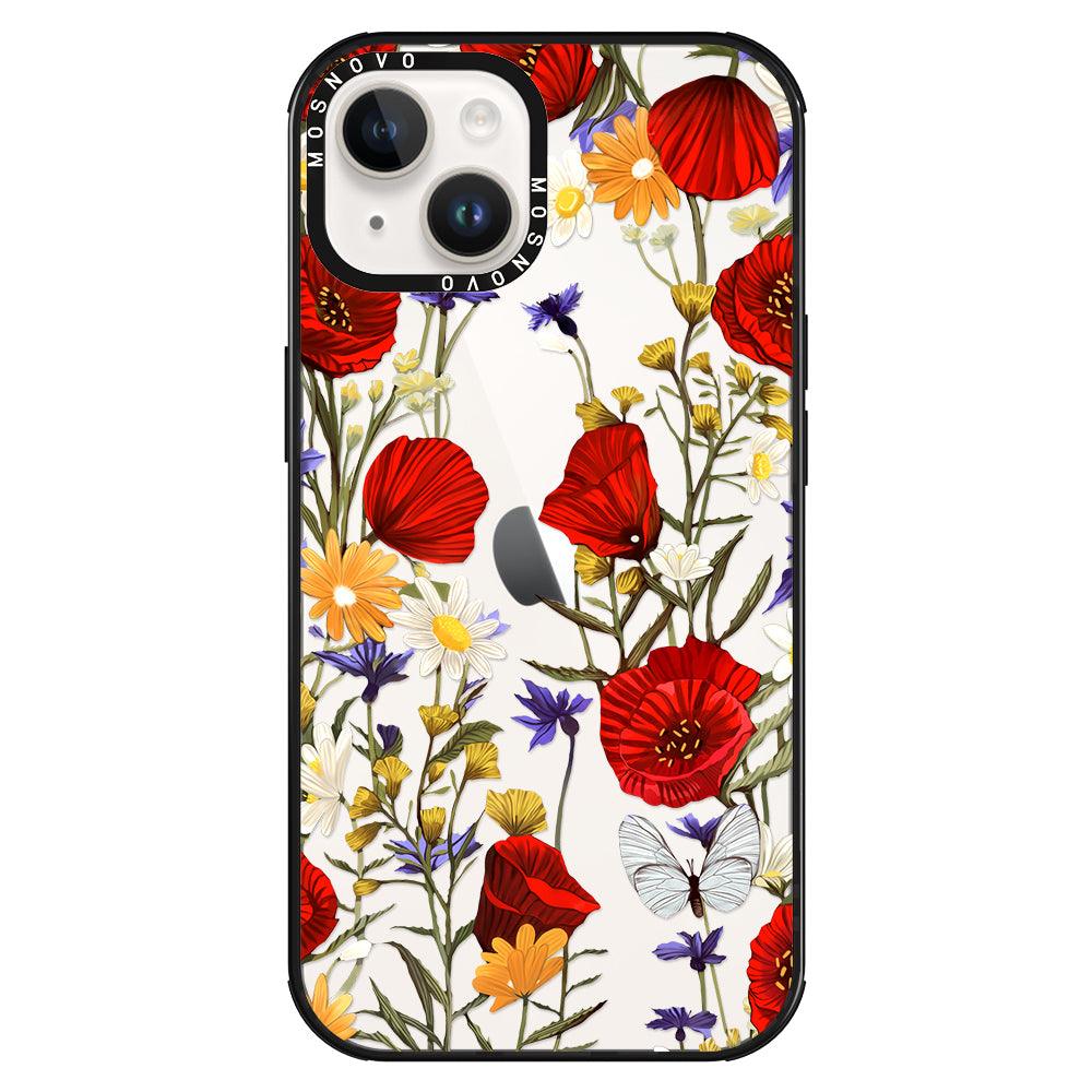 Poppy Floral Phone Case - iPhone 14 Plus Case - MOSNOVO