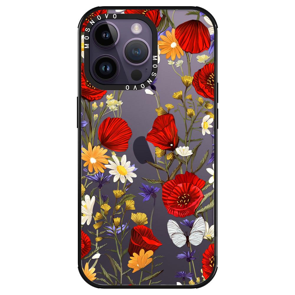 Poppy Floral Phone Case - iPhone 14 Pro Max Case - MOSNOVO