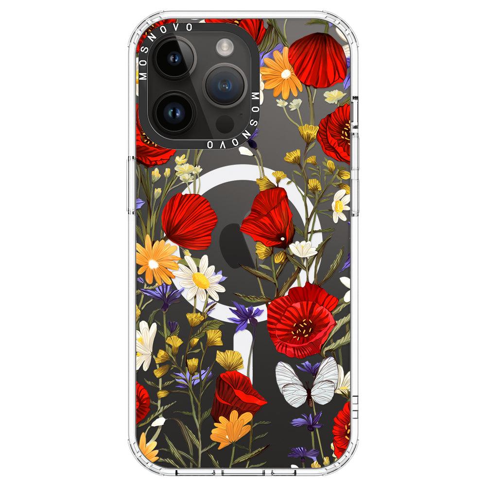Poppy Floral Phone Case - iPhone 14 Pro Max Case - MOSNOVO
