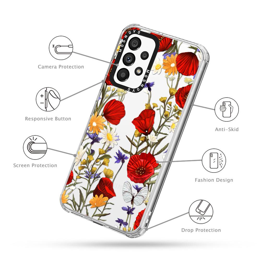 Poppy Floral Phone Case - Samsung Galaxy A53 Case - MOSNOVO