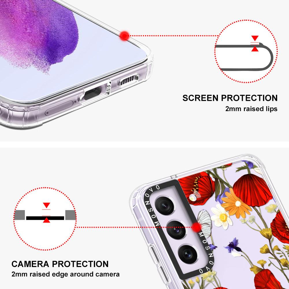 Poppy Floral Phone Case - Samsung Galaxy S21 FE Case - MOSNOVO