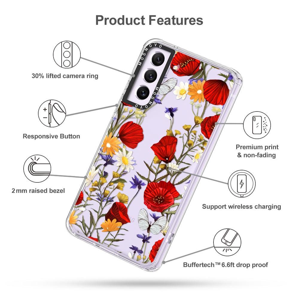 Poppy Floral Phone Case - Samsung Galaxy S21 FE Case - MOSNOVO