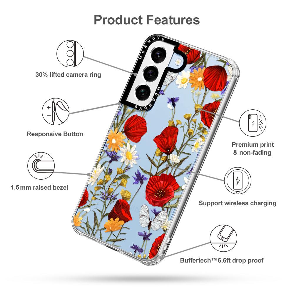 Poppy Floral Phone Case - Samsung Galaxy S22 Plus Case - MOSNOVO
