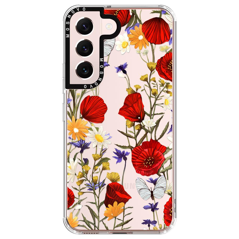 Poppy Floral Phone Case - Samsung Galaxy S22 Plus Case - MOSNOVO