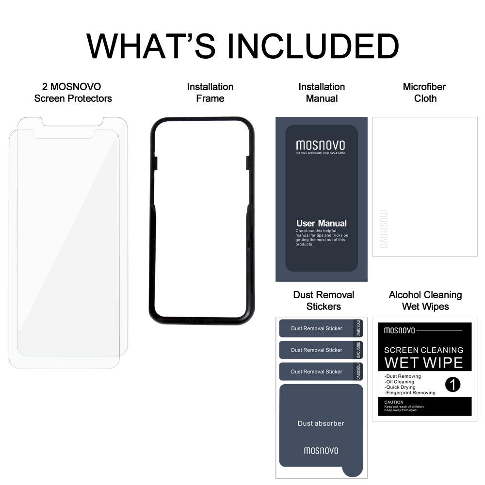Premium Glass Screen Protector for iPhone 11 Pro Max (2 Pack) - [Easy Installation Kit include] - MOSNOVO