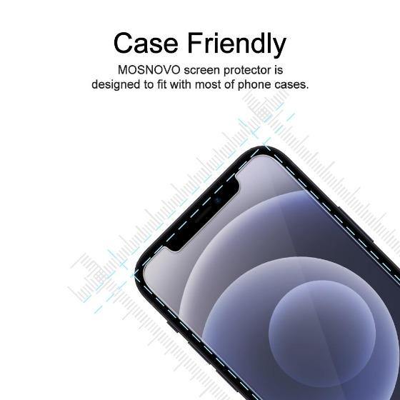 Premium Glass Screen Protector for iPhone 12 (2 Pack) - [Easy Installation Kit include] - MOSNOVO