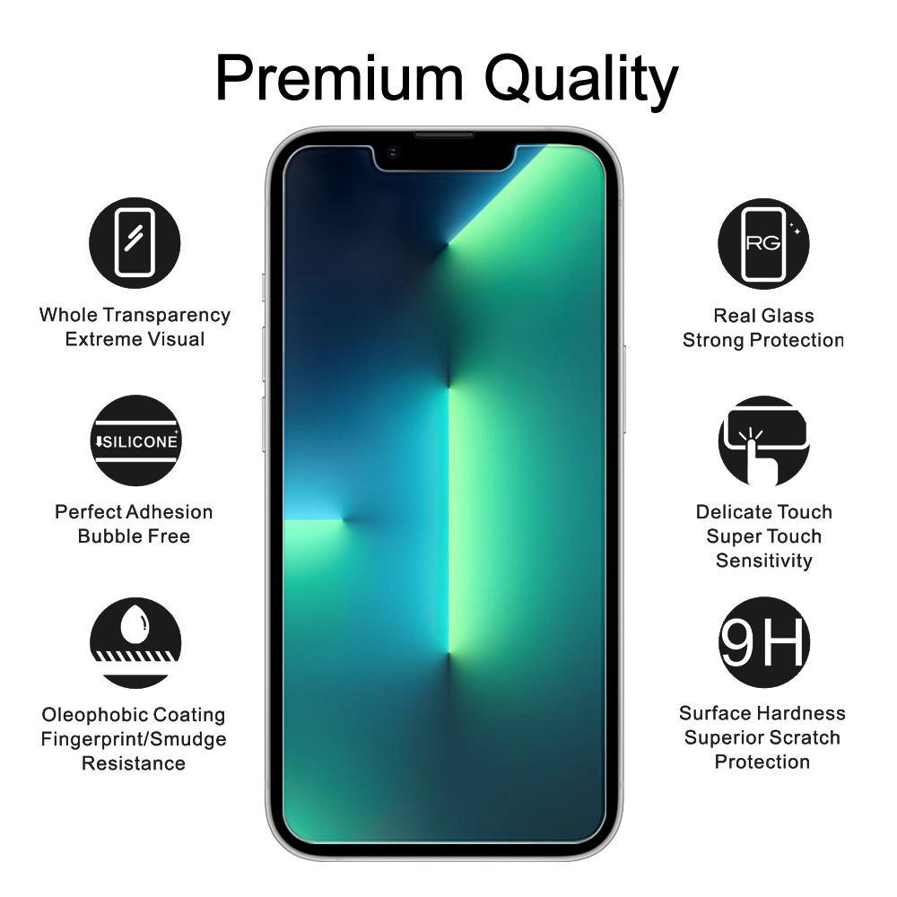 Premium Glass Screen Protector for iPhone 13 Pro (2 Pack) - [Easy Installation Kit include] - MOSNOVO
