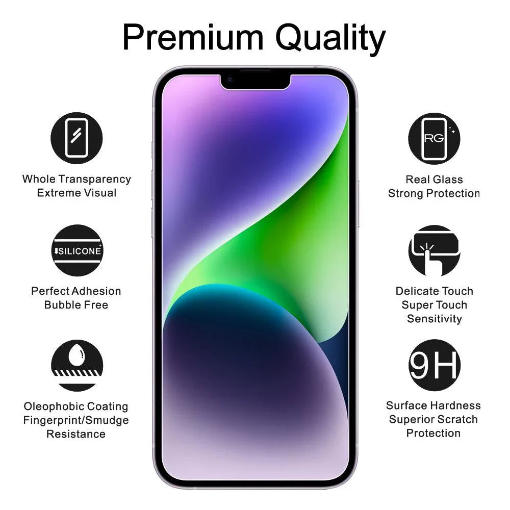 Premium Glass Screen Protector for iPhone 14 (2 Pack) - [Easy Installation Kit include]