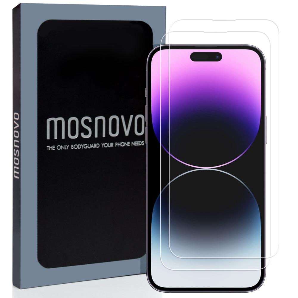 Premium Glass Screen Protector for iPhone 14 Pro (2 Pack) - [Easy Installation Kit include] - MOSNOVO