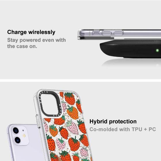 Pretty Strawberries Glitter Phone Case - iPhone 11 Case