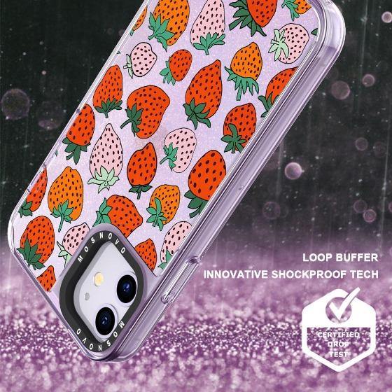 Pretty Strawberries Glitter Phone Case - iPhone 11 Case