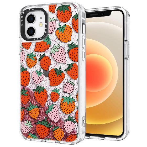 Pretty Strawberries Glitter Phone Case - iPhone 12 Case - MOSNOVO